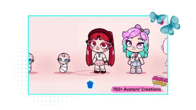 Download Avatar World Mod APK Create, Explore & Customize Freely 26 Game interface for avatar customization with different outfits and looks