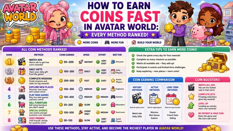 How to Earn Coins Fast in Avatar World